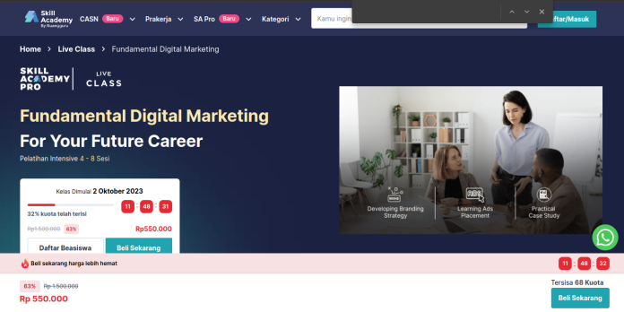 Belajar Fundamental Digital Marketing bersama Skill Academy, Segera dapatkan keuntungannya!